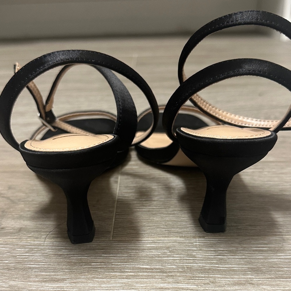 Lulu's Tuscano Black Satin Ankle Strap High Heel Sandals - Picture 5 of 9